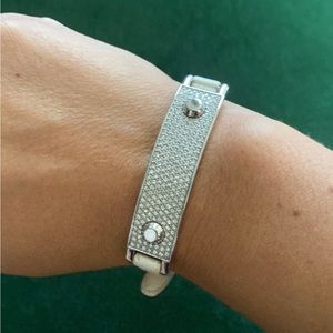 Michael Kors white leather rhinestone bracelet